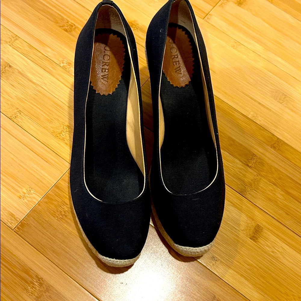 J Crew Espadrille Wedge Shoes in Canvas Size 10